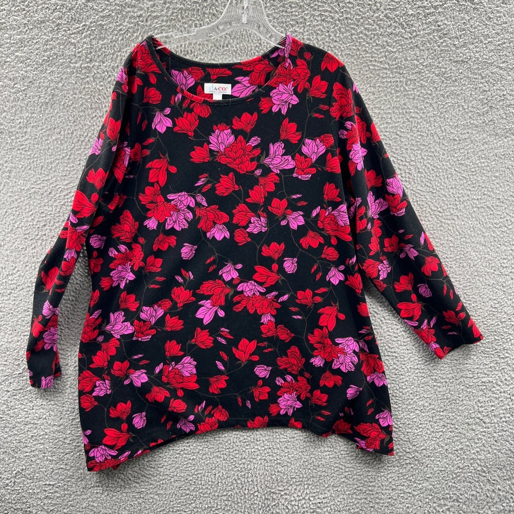 Womens Plus Size XL Floral Knit Tunic Romantic Oversized Soft Drape Casual Flowy